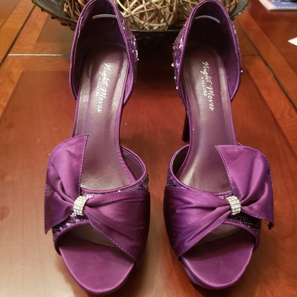 Purple Dressy Peep Toe Heels
